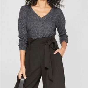 🌸3/$25 🆕 A New Day Hacci Knit V-Neck Long Sleeve Top, Dark Charcoal, Size XS